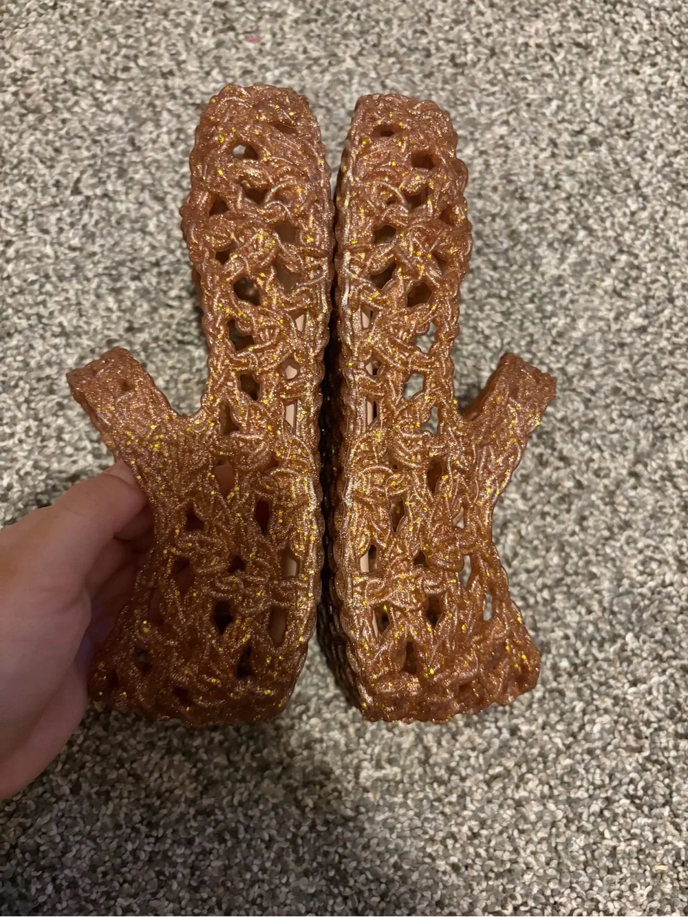 NWB Mini Melissa Pinkish Brown Glitter Mary Jane Kids Shoes